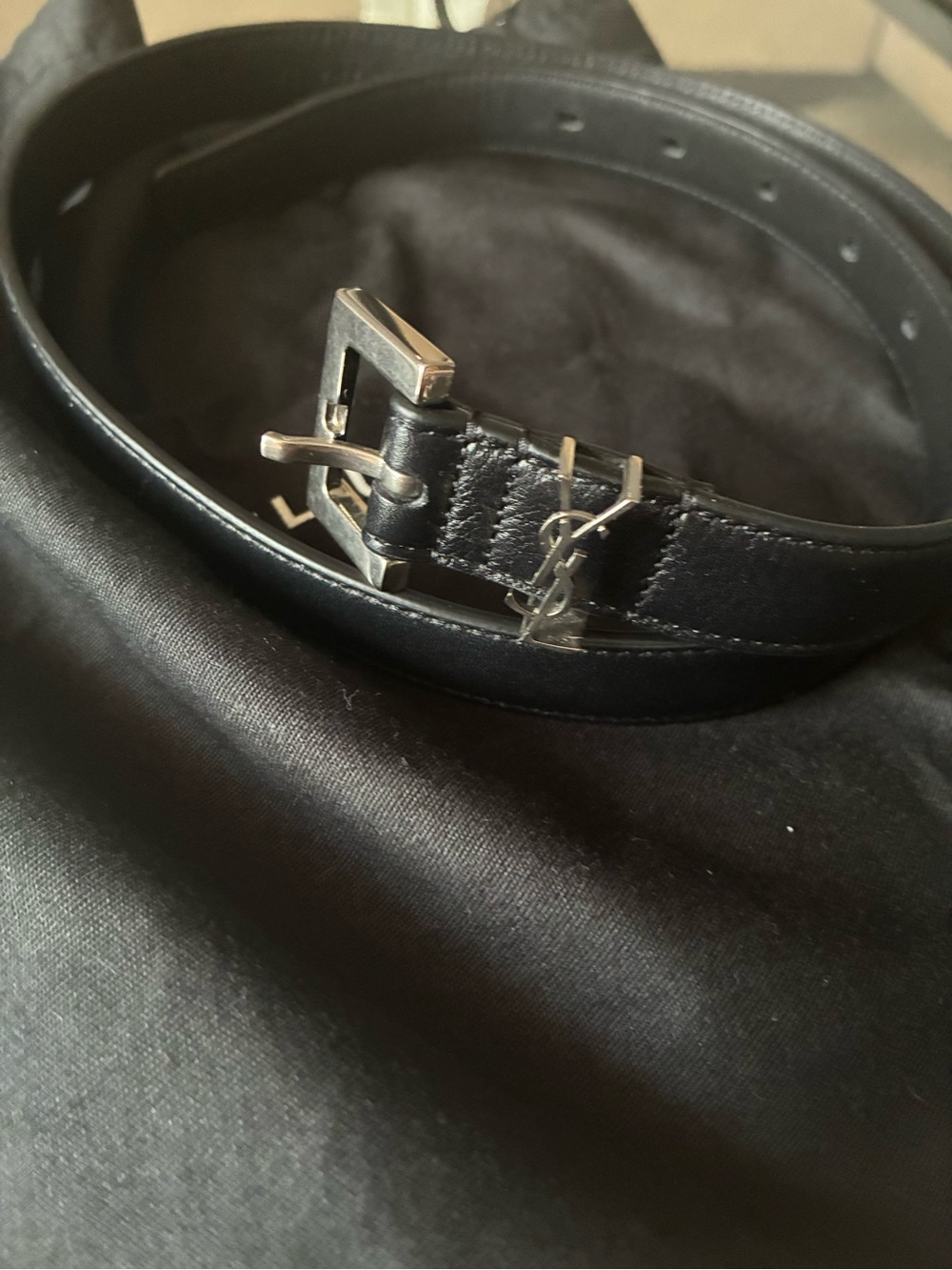 Saint Laurent Black Leather Belt
